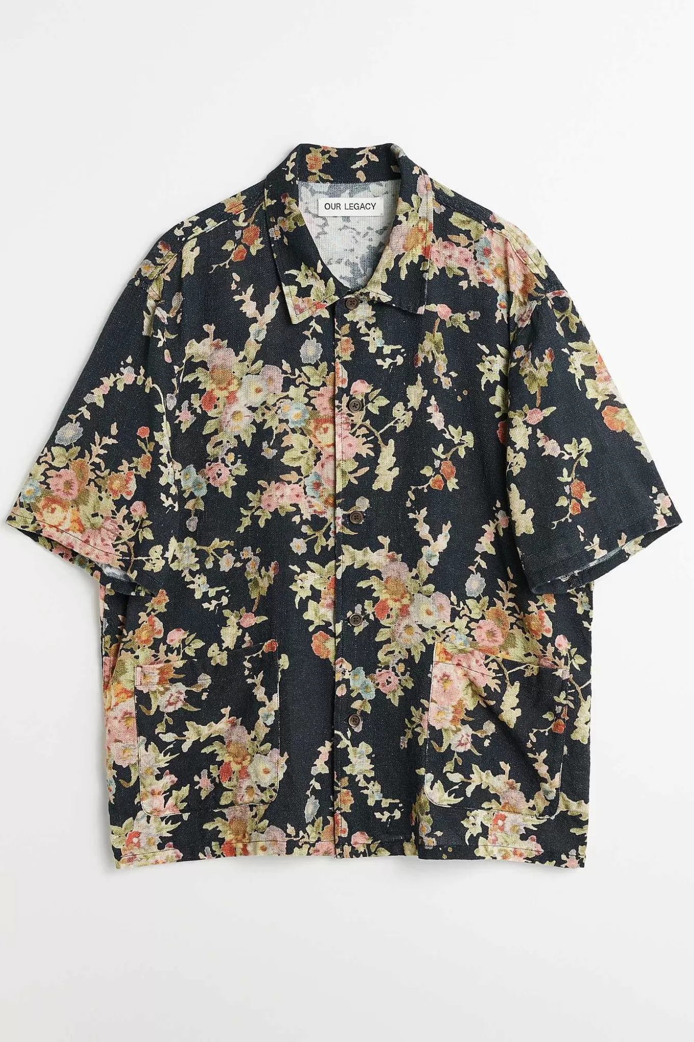 Aeldre Skjorte Kortaermet Sort Blomstertapet Print^Our Legacy Online